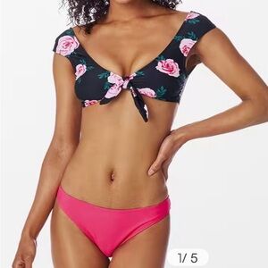 Cupshe Floral Black and Pink Bikini